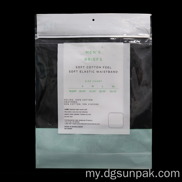 Bra Bra Panties ပလပ်စတစ်ထုပ်ပိုးအိတ်များချိတ်ဆွဲထားသောအပေါက်နှင့်အတူအိတ်များ